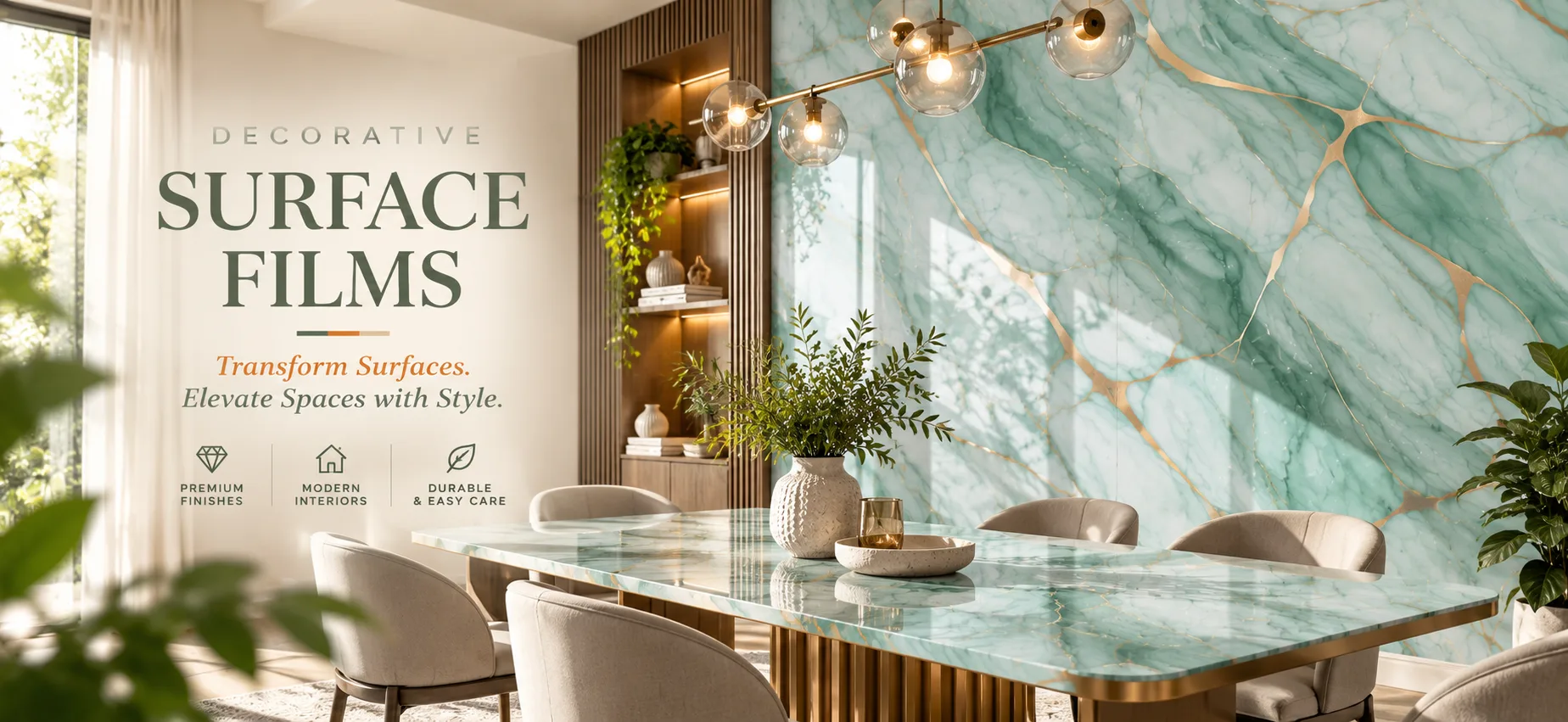 Luxurious Green Marble Dining Interior